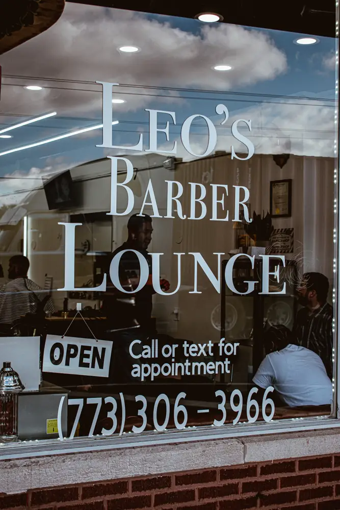 Window lettering: Call or text for appointment, (773) 306-3966